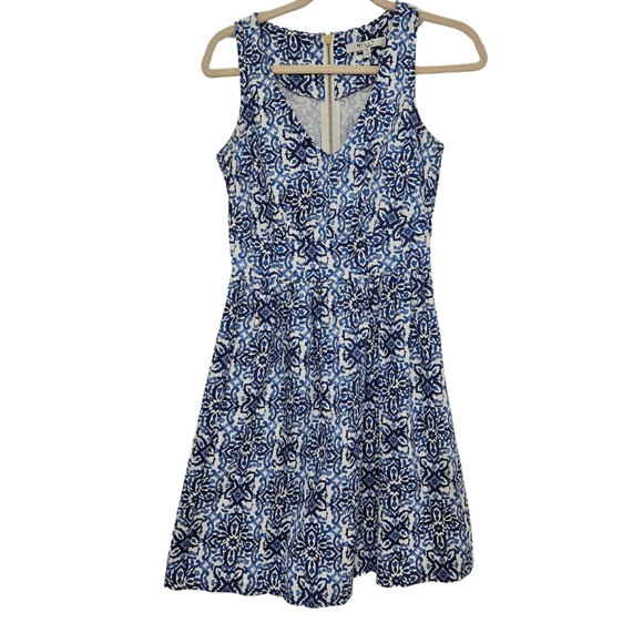 Milly Printed Blue Sleeveless Dress Sz O EUC - Picture 2 of 9